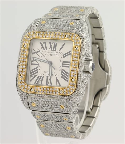 gold cartier watch with diamonds|cartier full diamond watch.